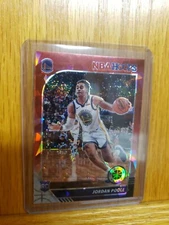 2019 NBA HOOPS Premium Stock Jordan Poole Cracked Ice Red Prizm RC Card