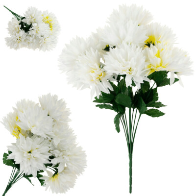 CHRYSANTEMA BOUQUET 12 BLUMEN KÜNSTLICH WEISS 50CM