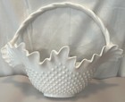 Burwood Homco White Plastic Hobnail 13.5" Wall Pocket Basket W/Handle 2673 Usa