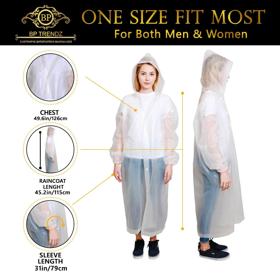 BP TRENDZ Ponchos de Lluvia para Adultos 2 Paquetes, Chaqueta de Lluvia Hombre y Mujer, Impermeable Foto 4 de 4