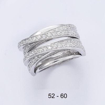 Bague Dolly-Bijoux Argent 925 Rhodié - Multirail Diamants Cz, Taille 52-60