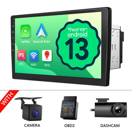 CAM+OBD+DVR+Android 13 10.1" 2Din Car Stereo Radio GPS Navi Touch Screen CarPlay