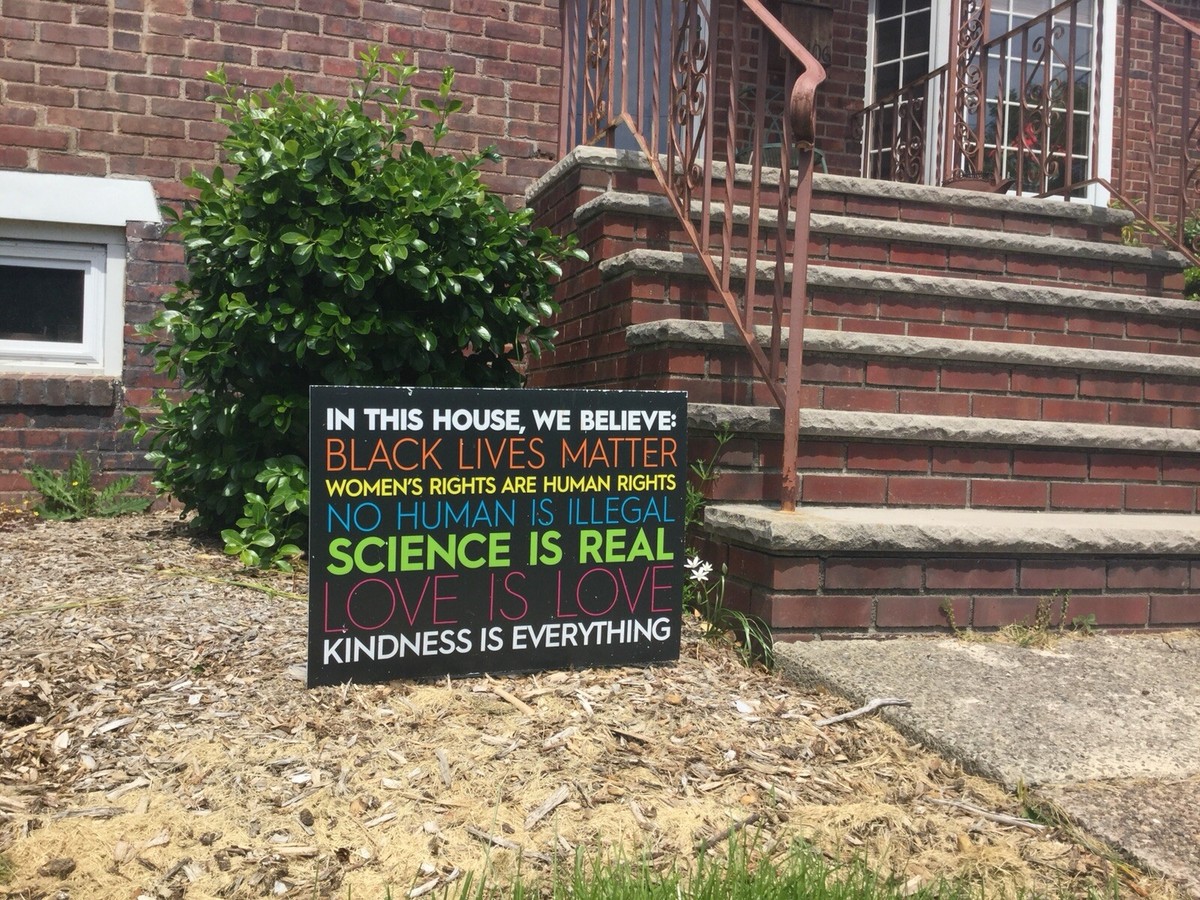"We Believe" Yard Sign - Human Rights, BLM, Feminism, No Human Illegal, Multicolor Plastic Lawn Sign For Advocacy