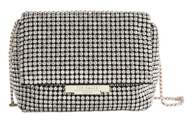 Ted Baker Gliters Crystal Mini Crossbody Bag Umhängetasche Tasche Silver
