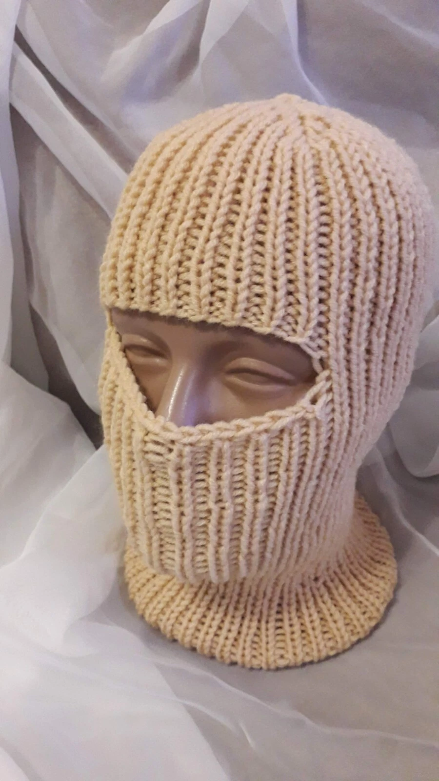 Beige Knit Balaclava Ski Mask Hat – Wool Blend Hood Beanie Unisex
Opens in a new window or tab