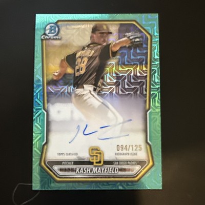 2026 Bowman Chrome Auto Kash Mayfield Mojo Aqua Refractor #/125 Mega Box Padres
