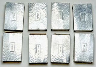 Matching Set 8 Vintage Sterling Silver Matchbook Holders Cases Hand Hammered