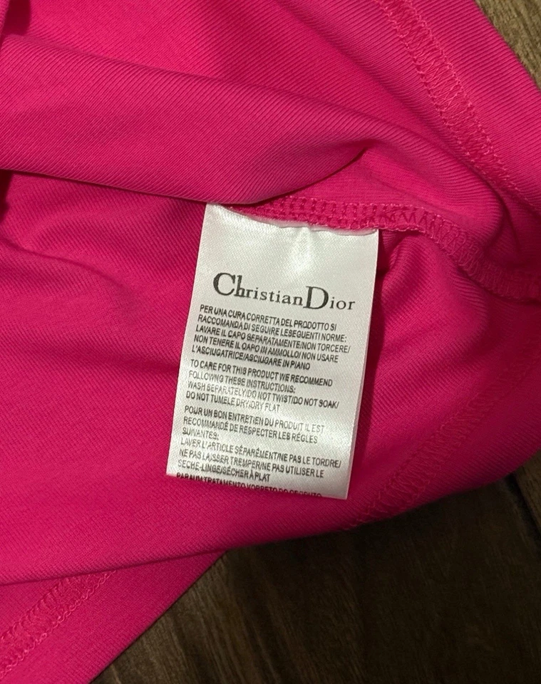 Camiseta sin mangas Jadore Dior rosa amarillo talla pequeña Foto 4 de 4