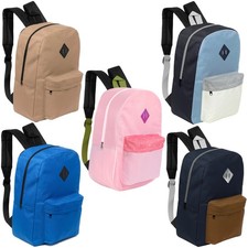 24-Pack 17" Bulk Backpack Bookbags for Students in 5 Assorted Colors