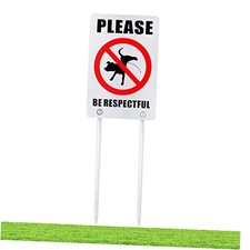 Double Sided No Dog Peeing Yard Sign, Please Be Respectful Sign, All Silver