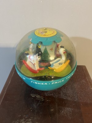 Vintage 1966 Fisher Price Toys Roly Poly Musical Carousel Chime Ball Toddler Toy