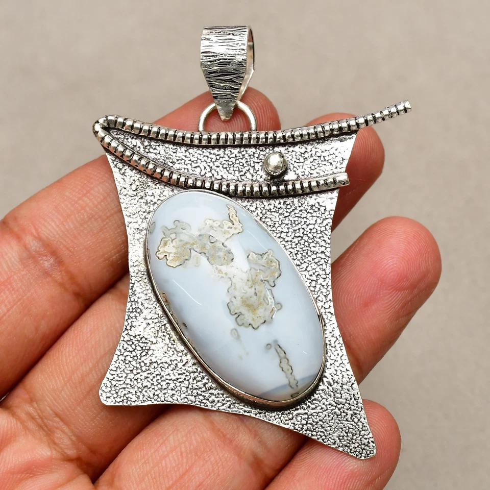 Ciondolo gioiello fatto a mano in argento sterling 925 pietra opale Owyhee 2,20" - Immagine 3 di 4