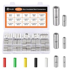 474 PCS-Red Copper Non Insulated Butt Connectors Kits with Heat Shrink,22-6 A...
