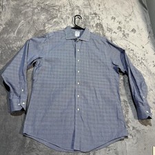 Brooks Brothers Dress Shirt Mens 16.5 34/35 Blue Check Regent Non Iron 1818