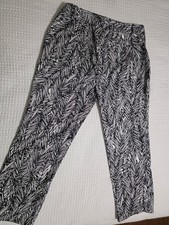 Coldwater Creek Women's Black White Floral Nature Pattern Pants Regular