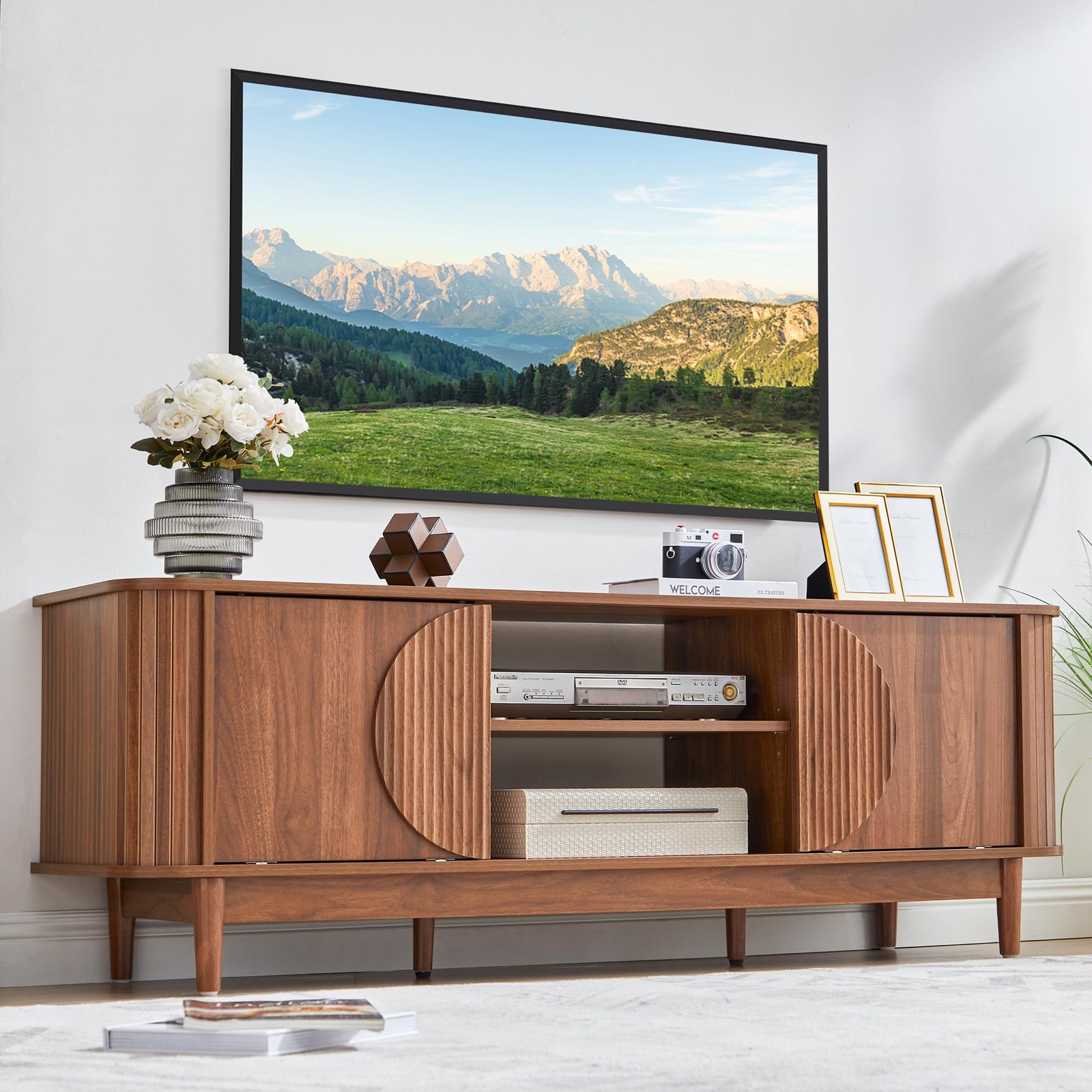 60&rdquo;wood Tv Console With Storage For Tvs Up