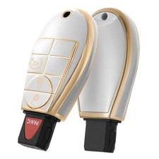 Key Fob Cover for Dodge, Premium Soft Full Protection Key Fob Case for White