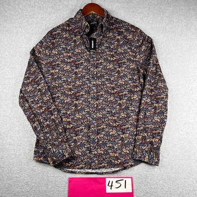 Express Textured Floral Shirt Small Colorful Button Up Long Sleeve Mens  New NWT