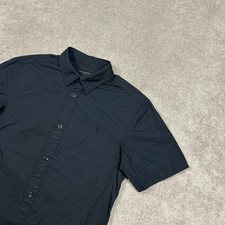 AllSaints Shirt Mens XS Riviera Short Sleeve Button Up Black Casual Cotton