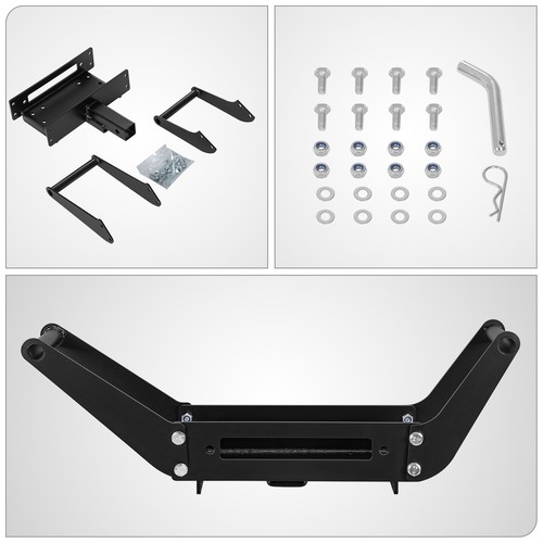 Foldable Steel Winch Mounting Plate Kit 2" Trailer Hitch Receiver Truck SUV ATV - Picture 6 of 7