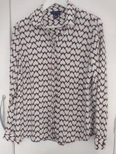 New Look Size 10 Ladies Long Sleeve Brown and Cream Heart Shape Blouse