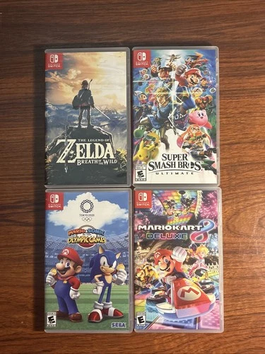 Nintendo Switch games Lot of 4 Zelda, SmashBros, Mario Kart, Mario And Sonic