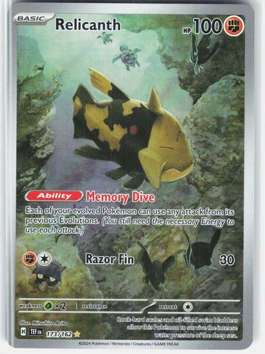 Relicanth 173/162 Illustration Rare Temporal Forces Pokemon Holo Near Mint