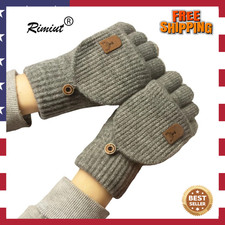 Thermal Knitted Fingerless Gloves Warm Winter Half Finger Mittens for Men Women