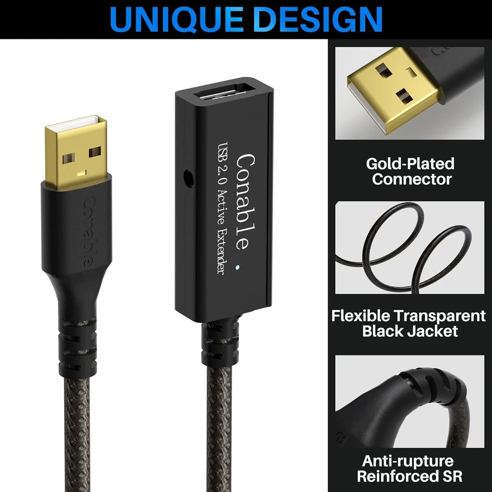Active USB Extension Cable 50 Feet, USB 2.0 A Male to Female Cord (from 2ft to - Image 2 of 4