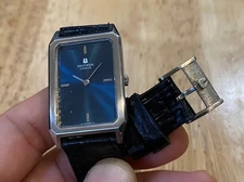 vintage Universal Geneve tank + Buckle Winding Old Blue Dial Part Repair PLSREAD