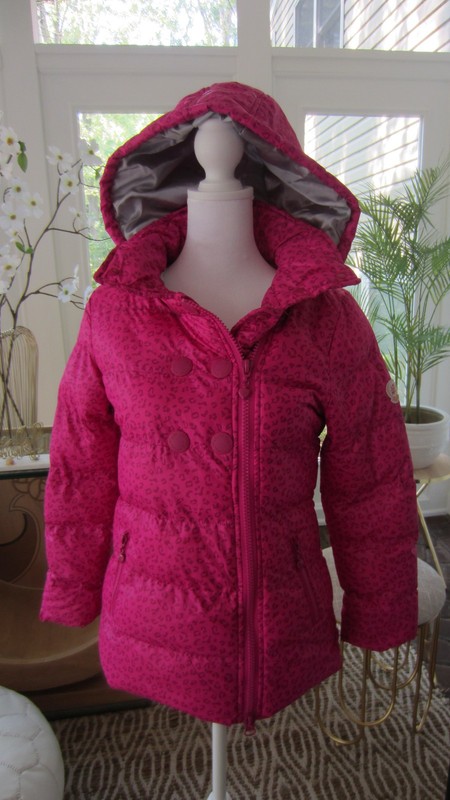 Little Miss Matched Girls Fuchsia Pink Leopard Pattern Puffer Coat Size 10