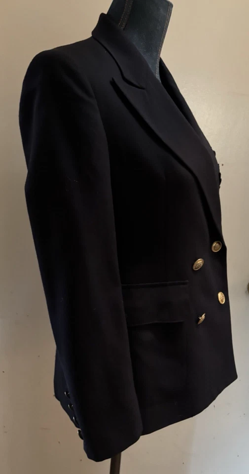 CHAQUETA BLAZER RALPH LAUREN MUJER 100% LANA AZUL MARINO DOBLE BOTONADURA CRESTA 4P Foto 4 de 4