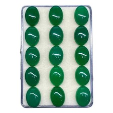 15 Pcs Natural Green Onyx 16x12mm Oval Cabochon Loose Untreated Gemstones Lot