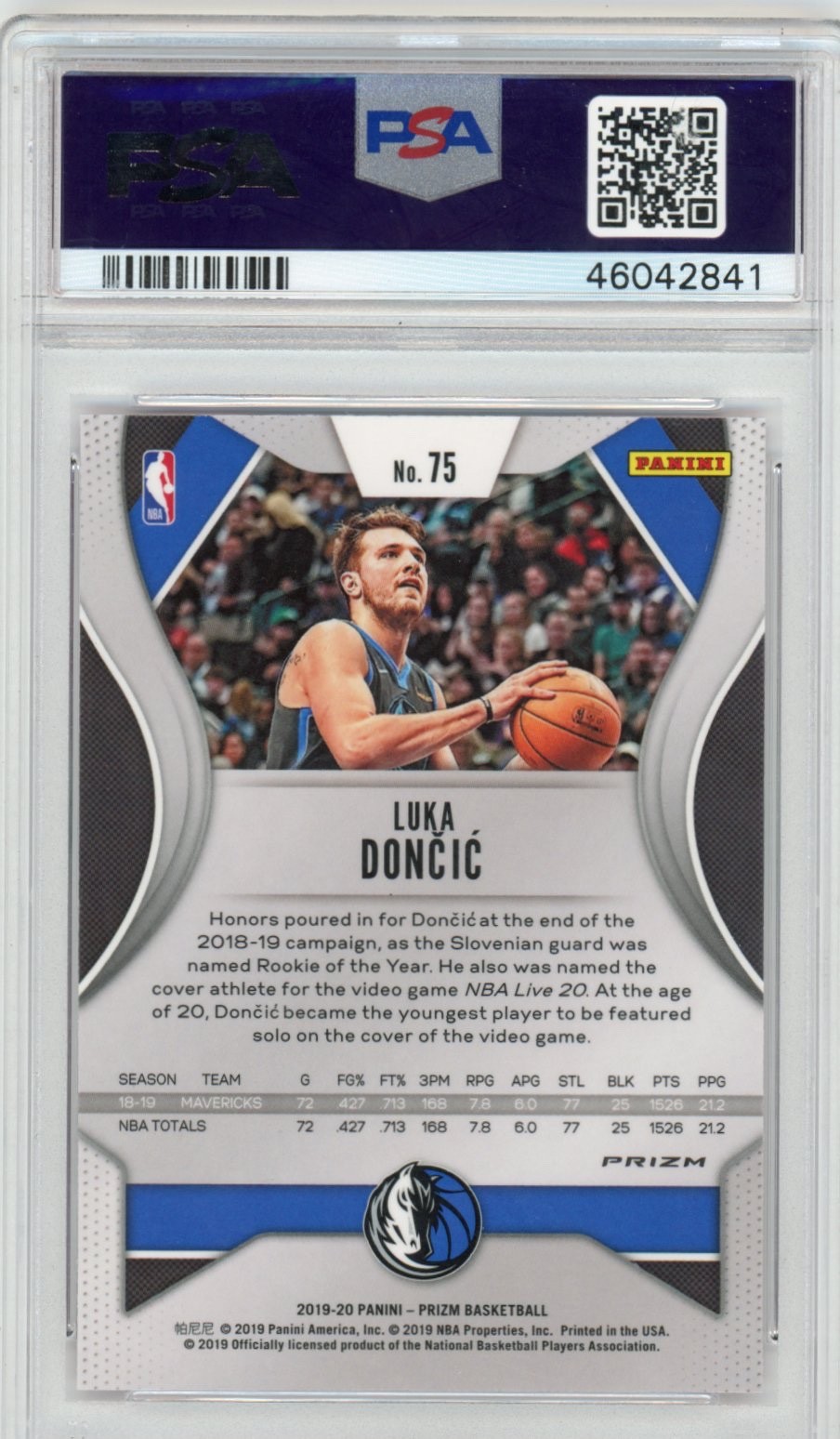 2019 Panini Prizm Luka Doncic Pink Ice PSA 10 Gem Mint view 2