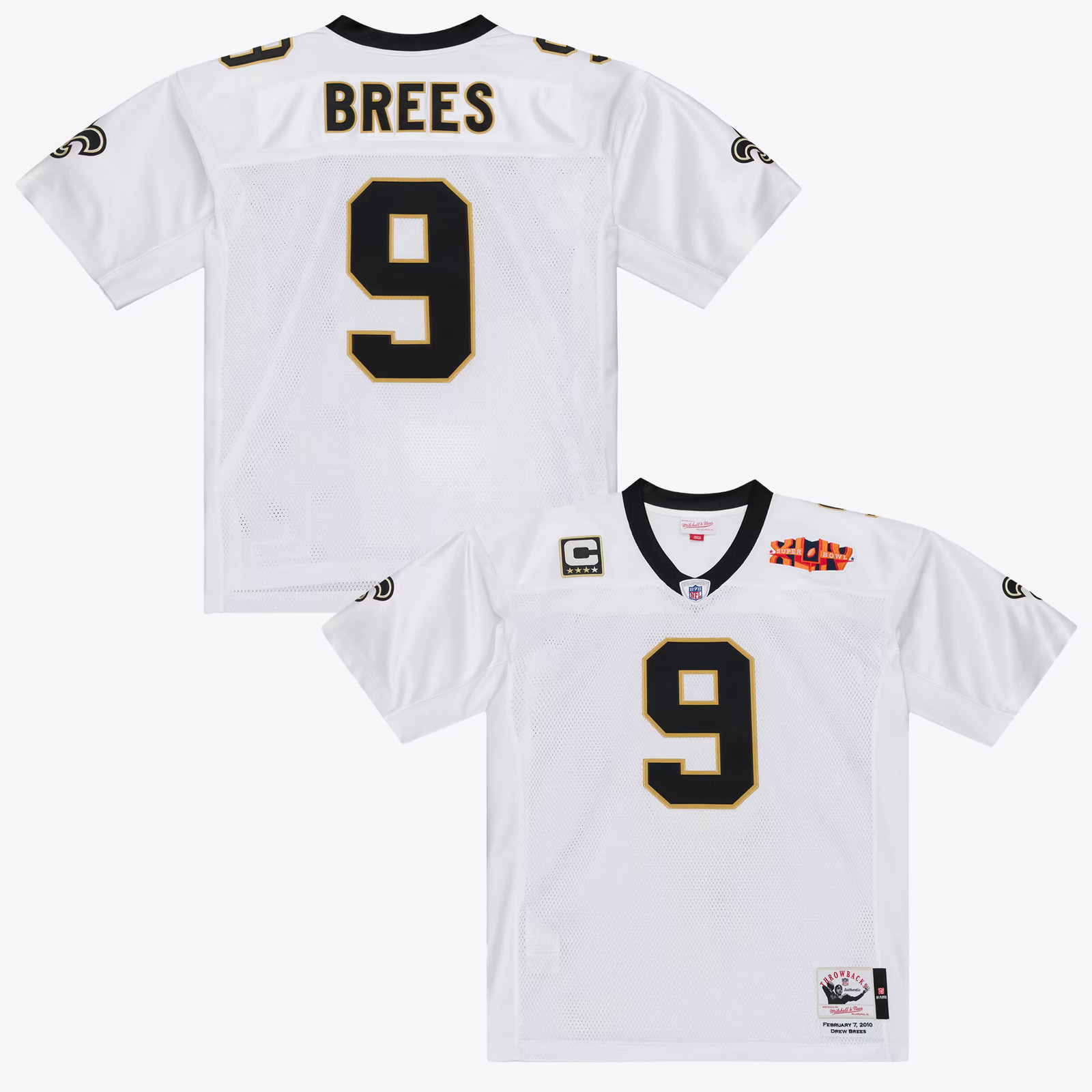M&N Drew Brees New Orleans Saints Super Bowl XLIV Authentic Jersey White Size 40