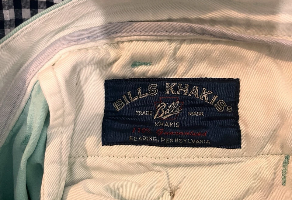 Bills Khakis 短裤男式 W38 浅绿色棉斜纹休闲 Chino 孟加拉国 — 第 2/4 张图片