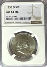 1953 D 50c Franklin Silver Half Dollar NGC MS64 FBL Denver