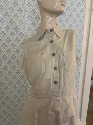 Route 66 Jean Dress, Off White Denim, 100% Cotton, Button Up Vintage Shift Dress