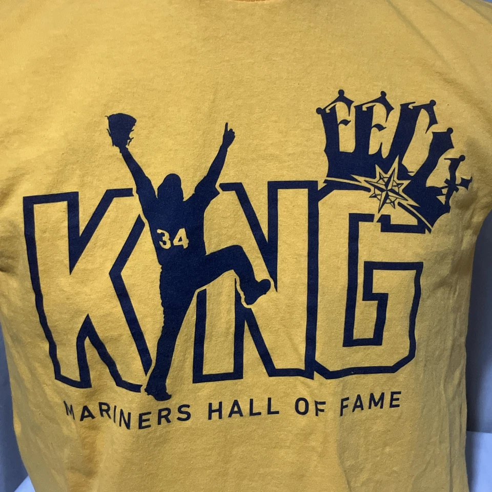 Camisa de béisbol amarilla mediana Starbucks King Felix Seattle Mariners Salón de la Fama Foto 3 de 4
