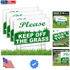 4-Pack Keep Off Grass Signs for Yard, 6x9 Double-Sided Coroplast Lawn Signs w...