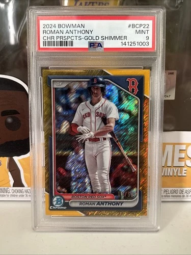 2024 Bowman Chrome Roman Anthony Gold Shimmer refractor /50 PSA 9
