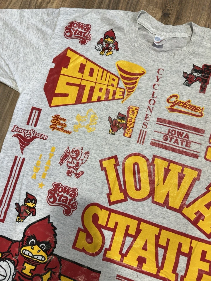 Vintage 80’s Iowa State Cyclones Single Stitch Gray XL Misprint Graphic RARE - Image 4 of 4