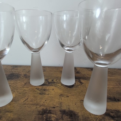 4 x Vintage Retro Artland Prescott Thick Frosted Stem Wine Glasses/Goblets - Picture 3 of 6