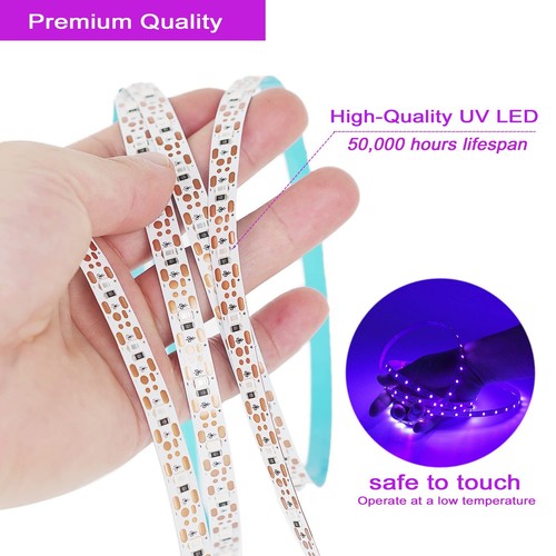USB Black Light Strip, 6.6ft 10W UV LED Blacklight String Lights, 395-400nm - Picture 6 of 9