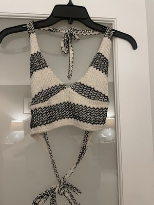 Pull and Bear Black and White Halter Top Size S Excellent Condition Fast Ship