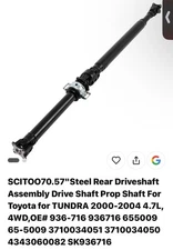SCITOO70.57"Steel Rear Driveshaft  For Toyota for TUNDRA 2000-2004 4.7L