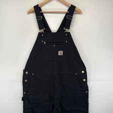 Carhartt Duck Overalls Mens Black Cotton Work Pants Double Knee