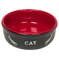 Nobby Katzen Keramikschale Cat Schwarz-Rot 13,5 Cm FüR Katzenbedarf