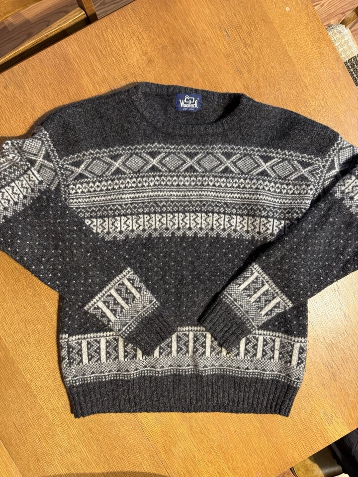 Suéter de Colección Años 90 Woolrich Cuello Redondo Lana Fair Isle Para Hombre Mediano Hecho en EE. UU. Foto 2 de 4