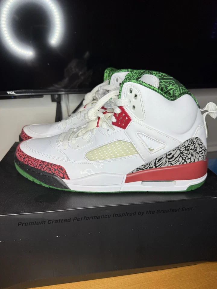 Air Jordan Spizike OG (2014) Talla 13 Blanco Varsity Rojo Verde NUEVO Foto 2 de 4